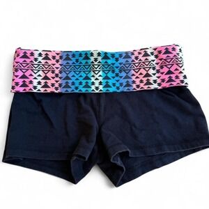 Y2k 2000s style Black and multi-coloured foldover So Yoga Shorts
